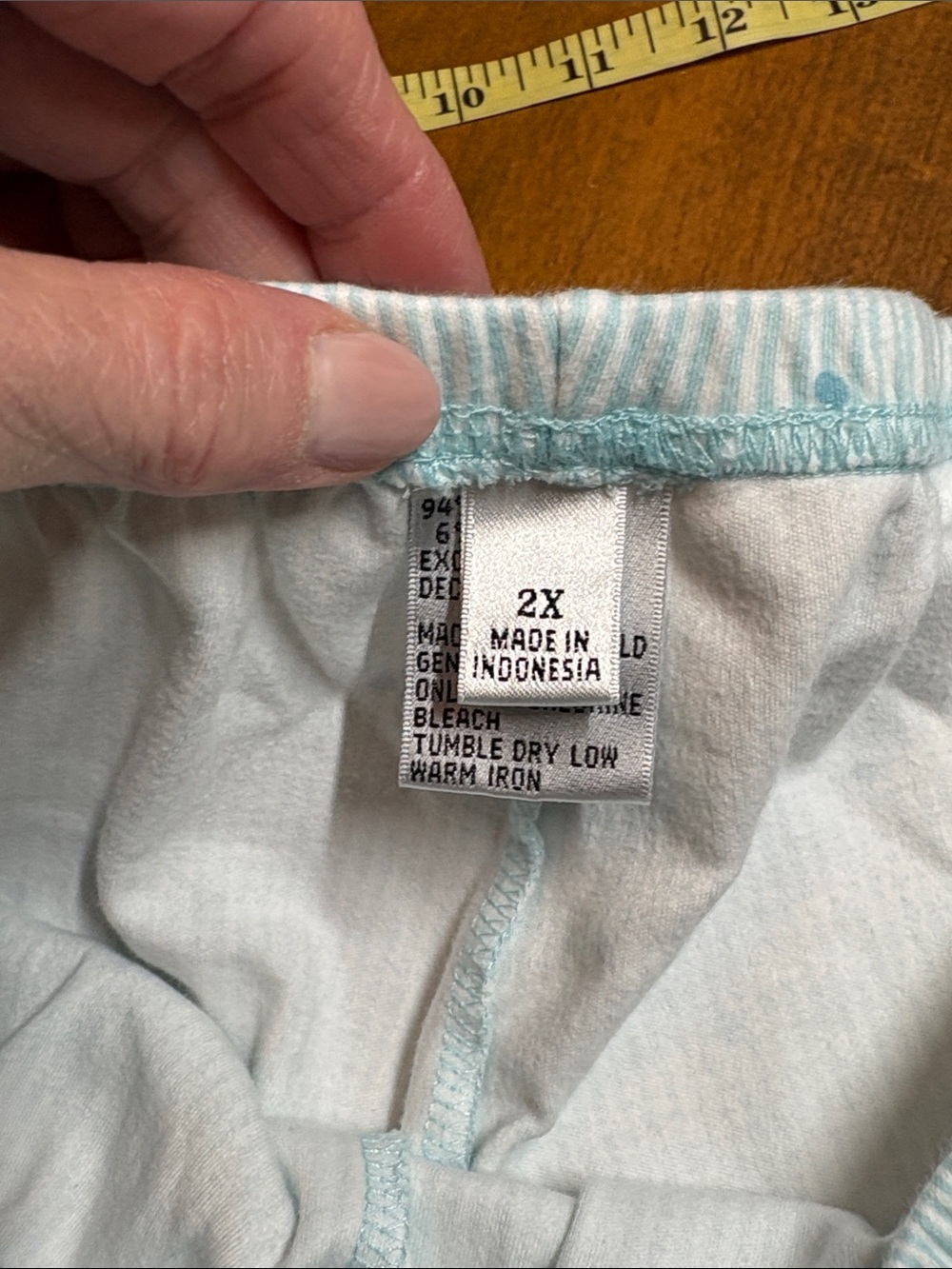 Talbots Light Blue Long Sleeve Pajama Set with Patterned Pants, 2X - Picture 11 of 12